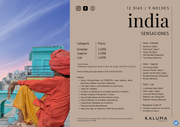 Sensaciones de India 12 Días / 9 Noches *Pensión Completa y Experiencias* hasta Diciembre desde 2.235 € 