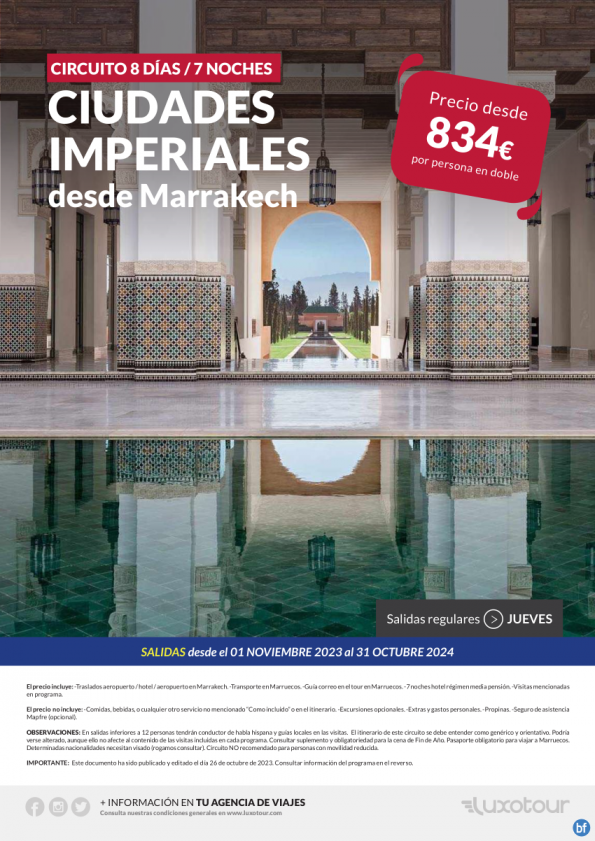 Circuito Ciudades Imperiales 8 días / 7 noches desde Marrakech