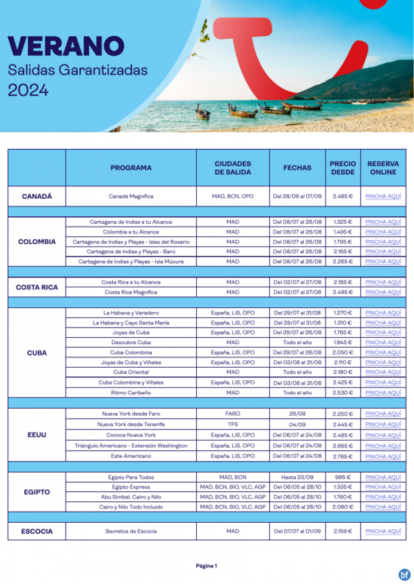 Verano. Programas TUI con Salidas Garantizadas 2024. Desde 995 € 