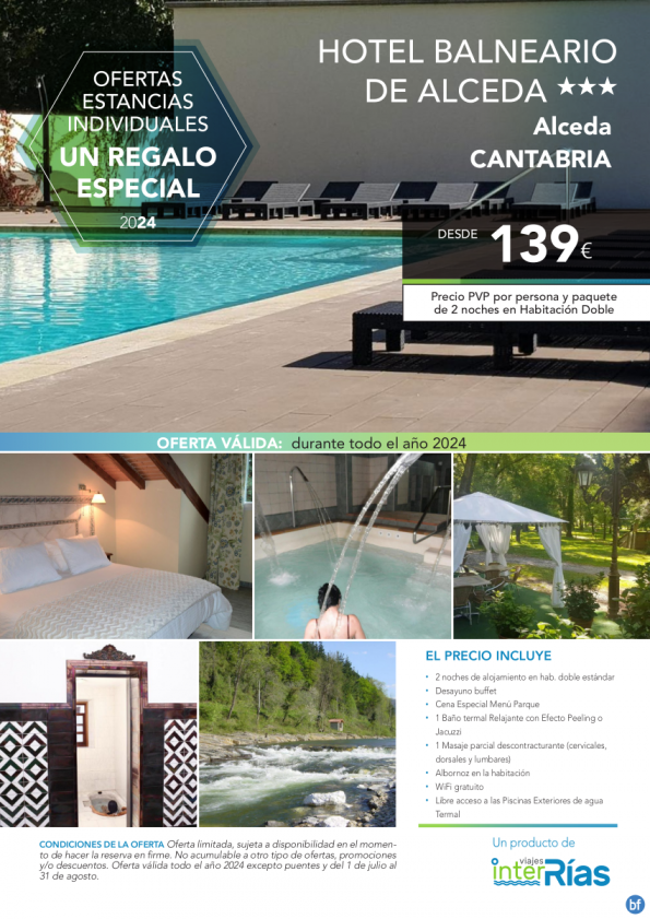 Un Regalo Especial Hotel Balneario de Alceda 3* (Alceda - Cantabria).- Hoteles para Individuales