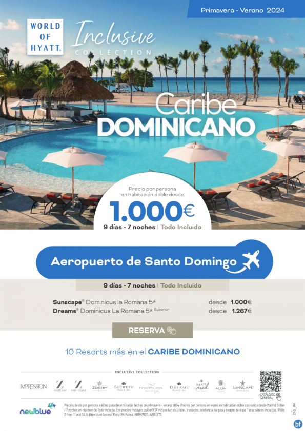 Aeropuerto de Santo Domingo - Primavera/Verano2024- Resorts Inclusive Collection desde 1000 € /pp (TI) - Newblue