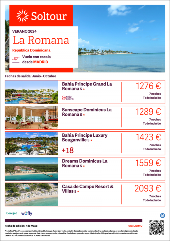 La Romana (República Dominicana) desde 1.276 € , salidas de Junio a Octubre desde Madrid