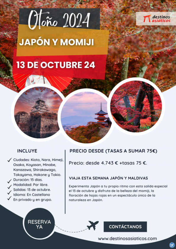 JAPÓN - Salida especial en otoño 13 de octubre. Plazas limitadas ¡Reserva ahora!