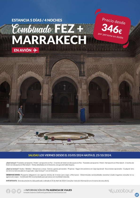 Combinado Fez + Marrakech  | Estancia 5 días / 4 noches