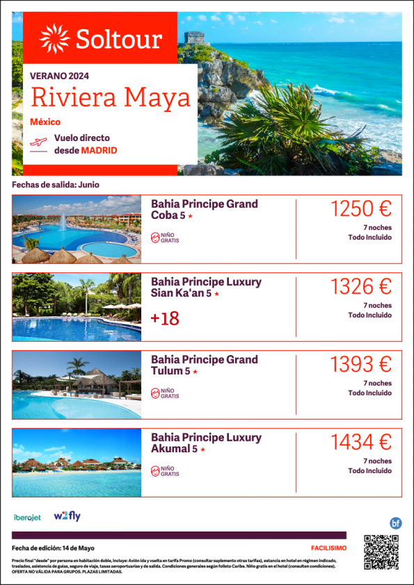 Riviera Maya (México) desde 1.250 € , salidas en Junio desde Madrid