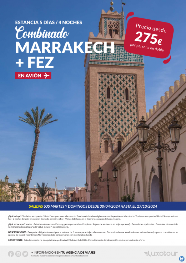 Combinado Marrakech + Fez en avión | 5 días / 4 noches