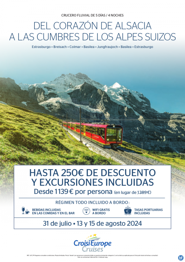 250? de DTO - Novedad: crucero fluvial de Alsacia a los Alpes suizos - 5 días - régimen Todo Incluido