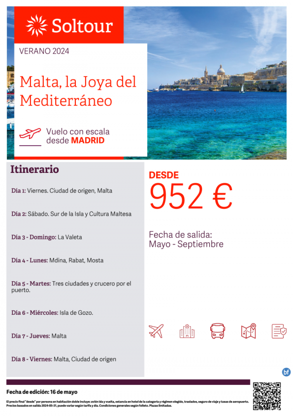 Malta, la Joya del Mediterráneo desde 952 € , salidas de Mayo a Septiembre desde Madrid