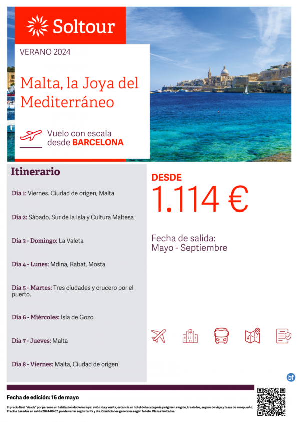 Malta, la Joya del Mediterráneo desde 1.114 € , salidas de Mayo a Septiembre desde Barcelona