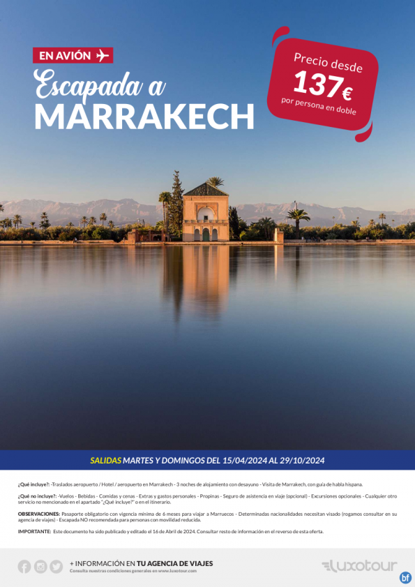 Escapada a Marrakech en avión