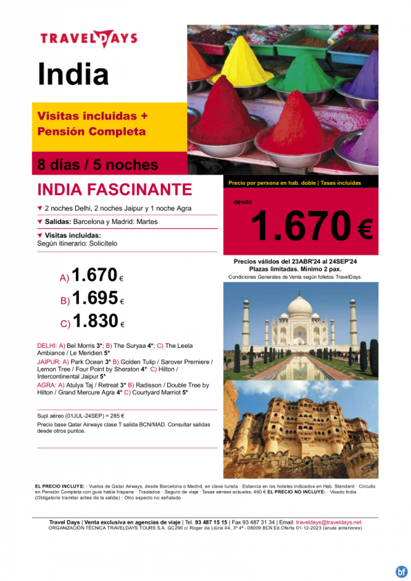 India - Oferta India Fascinante - Valida hasta 24 de Septiembre - Precio desde 1.670 € 