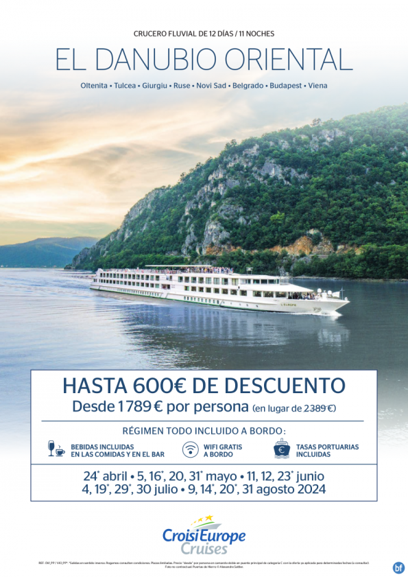 600? de DTO - crucero fluvial el Danubio oriental - 12 días - régimen Todo Incluido - de abril hasta agosto