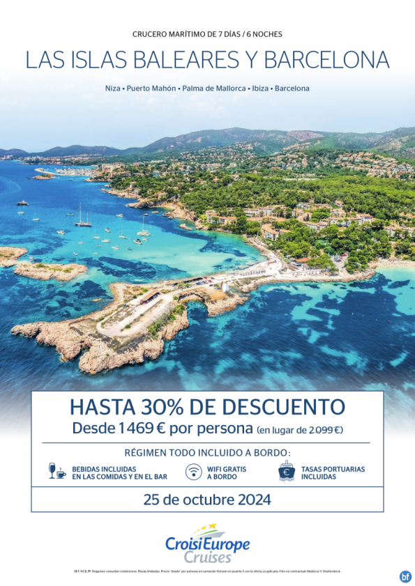 Hasta 30% de DTO - Crucero por Islas Baleares y Barcelona - 7 días - régimen Todo Incluido - 25 octubre