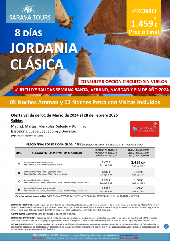 Promo! Jordania Clásica 8 días: Amman y Petra con Visitas Incluidas hasta Febrero 2025