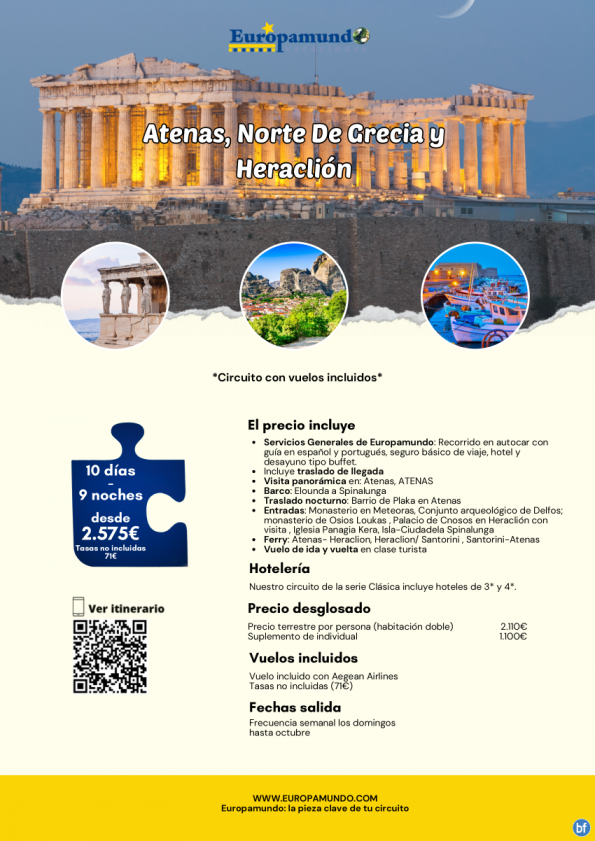 Atenas, Norte De Grecia y Heraclión: 10 días desde 2.575 € (vuelos incluidos, tasas no incluidas)