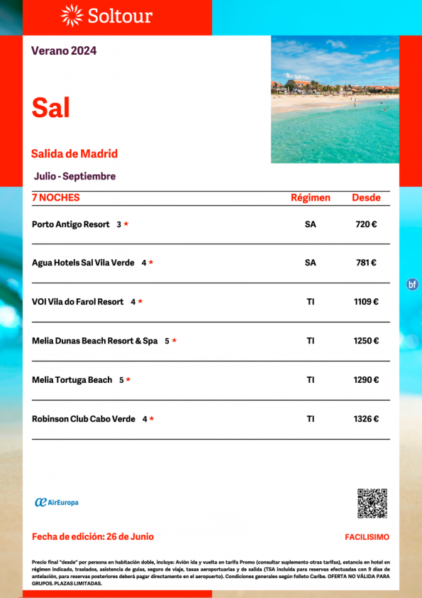 Isla de Sal (Cabo Verde) desde 720 € , salidas de Julio a Septiembre desde Madrid