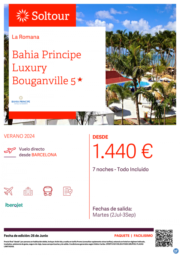 La Romana (República Dominicana) en Bahia Principe Luxury Bouganville desde 1.440 € , salidas del 2 Julio al 3 Septiembre desde Barcelona