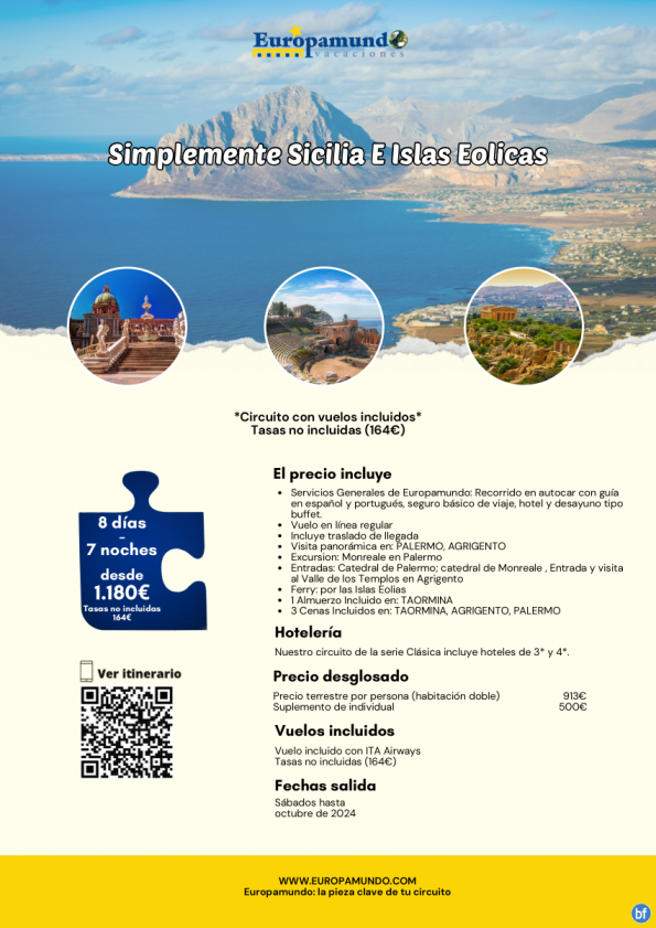 Simplemente Sicilia e Islas Eolicas: 8 días desde 1.180 € (vuelos incluidos, tasas no incluidas)