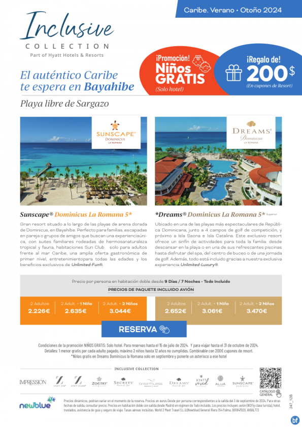 Último minuto venta anticipada: reservas hasta el 15 de julio para Bayahibe - Niños Gratis