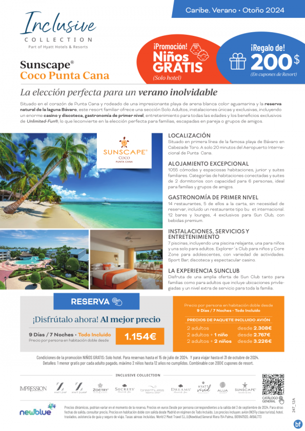 Última hora venta anticipada Punta Cana. Reserva antes del 15/07. Niños GRATIS