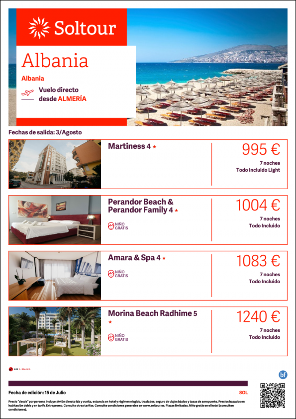 Albania -Salida 3 de Agosto desde Almería