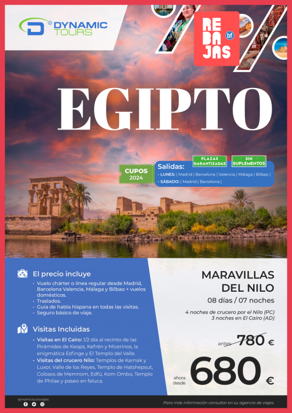 EGIPTO?? rebajas ???Maravillas del Nilo?(4cru + 3cai) ? salidas: mad, bcn, agp, vlc, bio?dsd 680 € 