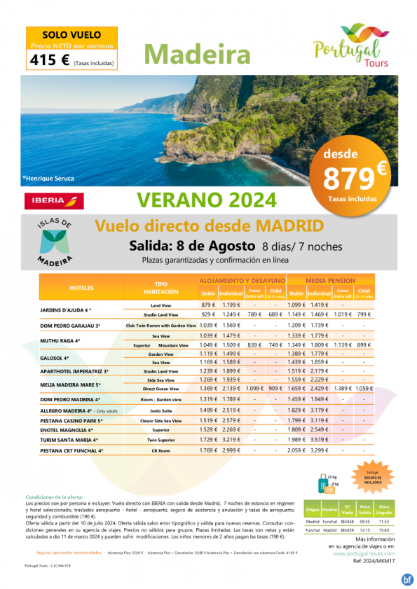 MADEIRA - Últimas plazas - Salida 8 de agosto desde Madrid en vuelo directo desde sólo 879 € 