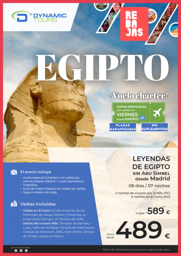 EGIPTO?? rebajas ???Leyendas de Egipto??? SIN Abu Simbel?(3cru + 4cai) ? salidas: mad (viernes)?dsd 489 € 