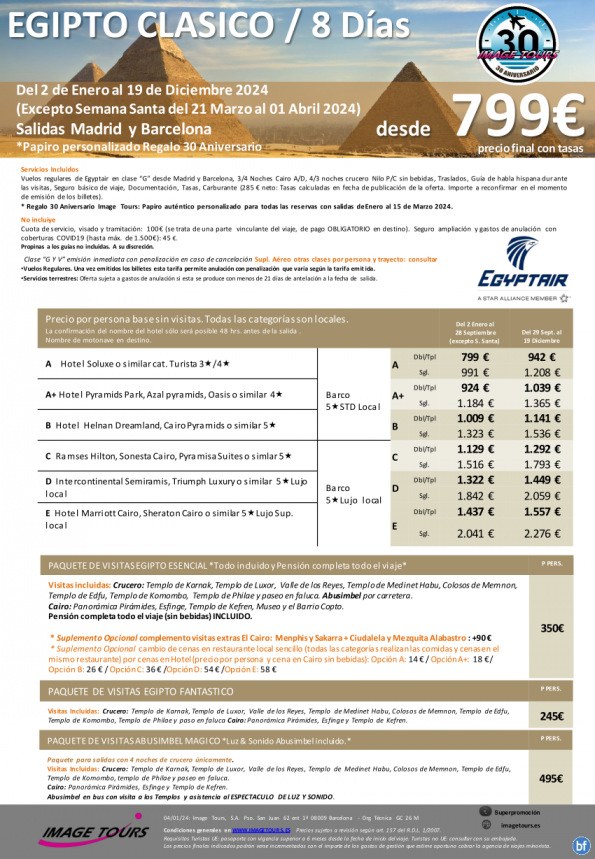 Egipto Clásico 8 días hasta diciembre 2024 desde 799 € en vuelo regular, con Crucero Nilo y Cairo