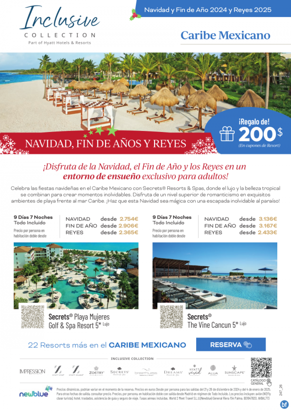 Descubre ofertas exclusivas de Navidad y Fin de Año en Secrets® Resorts & Spas.