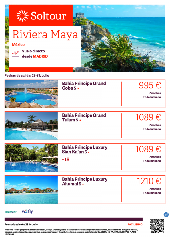 Riviera Maya (México) desde 995 € , salida 23-31 Julio desde Madrid