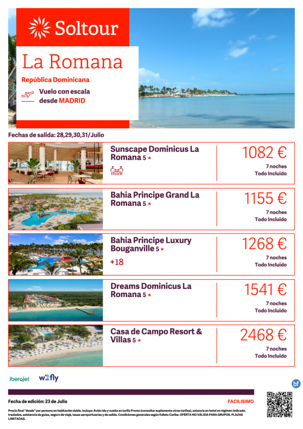 La Romana (República Dominicana) desde 1.082 € , salidas 28, 29, 30 y 31 Julio desde Madrid