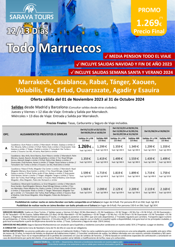 Promo! Todo Marruecos 12 días