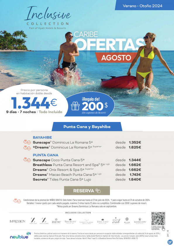 Oferta Agosto- Caribe Dominicano - ?Niños GRATIS - ?Reservas hasta el 31/07 - Viajes hasta 31 de octubre