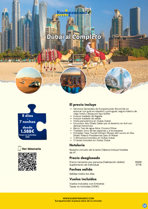 Dubai al Completo: 8 días desde 1.588 € (vuelos incluidos, tasas no incluidas)