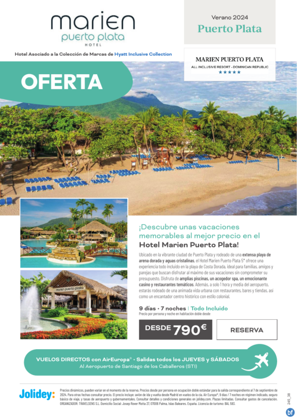 ¡Aún estás a tiempo! ¡Caribe T.I. desde solo 790 € p.p.! Hotel Marien Puerto Plata a un Precio Imbatible! ???