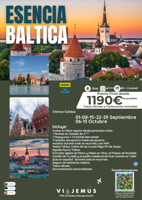 Descubre la verdadera Esencia Báltica, Vilnius, Riga y Tallín, 8 días mágicos. Últimas salidas programadas