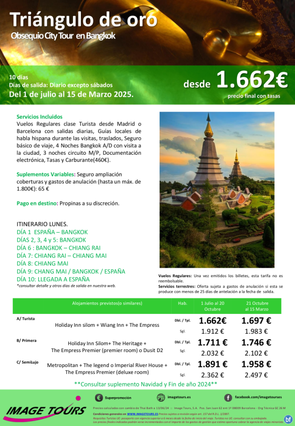 Tailandia: Triángulo de oro, 10 días con Obsequio City Tour en Bangkok desde 1.662 € 