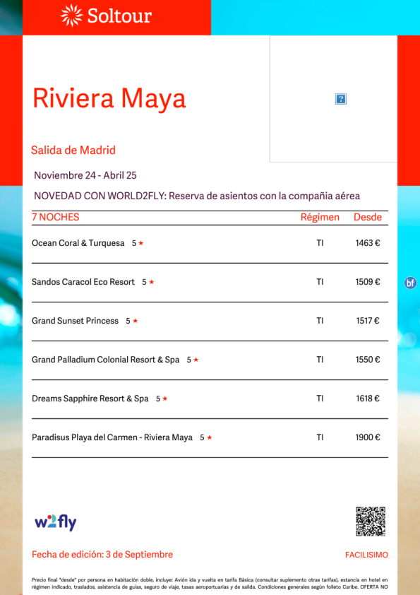 Riviera Maya desde 1.463 € , salidas de Noviembre a Abril desde Madrid