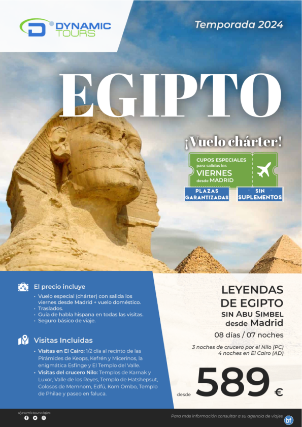 EGIPTO?2024??Leyendas de Egipto??? SIN Abu Simbel?(3n cru + 4n cai) ? salidas: mad (viernes)?desde 589 € 