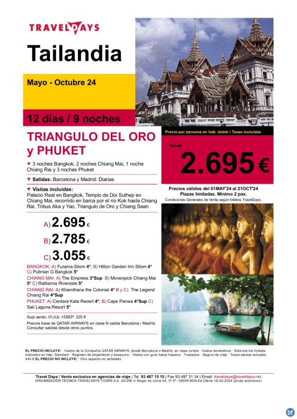 Triangulo de Oro y Phuket - 12 dias desde BCN/MAD a partir de 2.695 € 