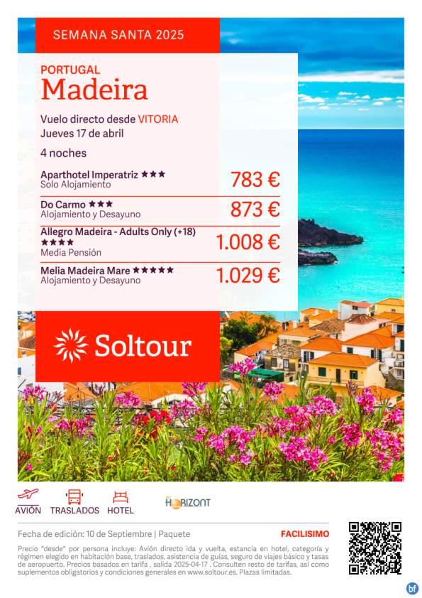 Madeira (Portugal) Especial Semana Santa desde 783 € , salida 17 de Abril desde Vitoria