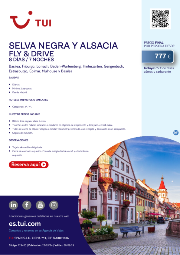 Selva Negra y Alsacia. Fly & Drive. 8 d / 7 n. Salidas diarias desde MAD desde 777 € 