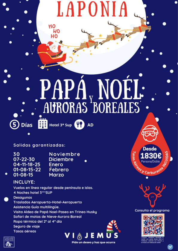 Laponia vive la magia de Papa Noel en su aldea,motos de nieve,trineos huskies,busqueda de las auroras boreales