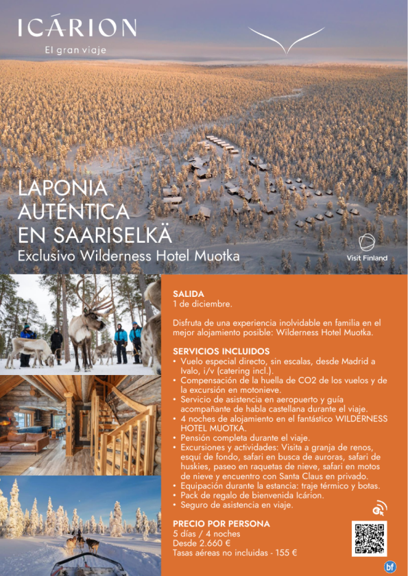 Laponia Auténtica en Saariselkä. Exclusivo Wilderness Hotel Muotka