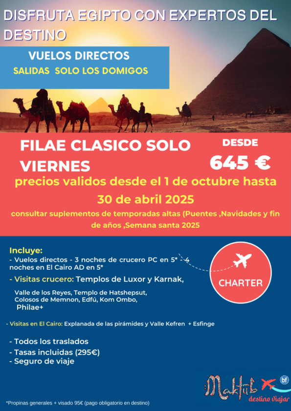 Filae Clasico desde Aswan solo Viernes  Hasta Apr 2025 inc SS y Fin de Año