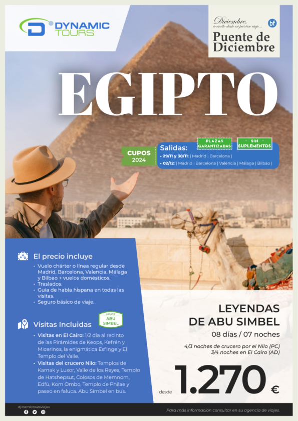 EGIPTO?Pte. Dic.??Leyendas de Abu Simbel?(3/4cru+4/3cai) ? salidas: mad, bcn, agp, vlc, bio?desde 1.270 € 