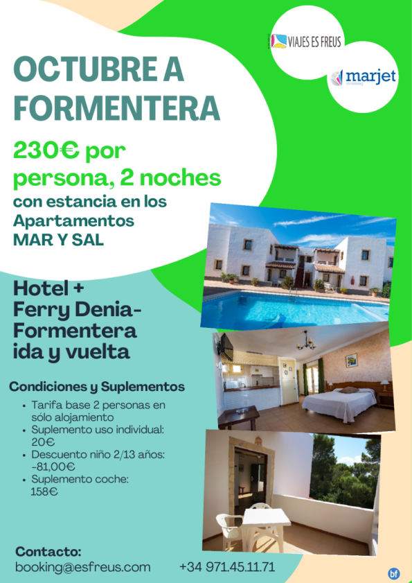 Denia - Formentera - Oferta Octubre - 230 € Hotel + Ferry