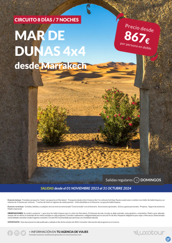 Mar de Dunas 4x4 desde Marrakech - circuito 7 días / 8 noches