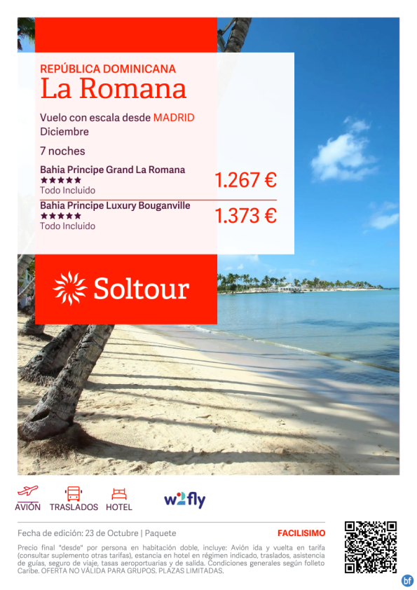 La Romana (República Dominicana) en Hoteles Bahia Principe desde 1.267 € , salidas en Diciembre desde Madrid